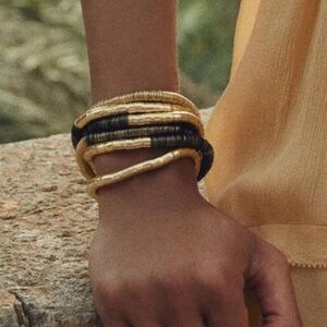 Zara Black & Gold Beaded Coil Bracelet |